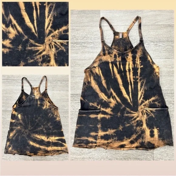 Free People Hot Shot Shorts Onesie - Brown Tye Dye - Picture 3 of 4